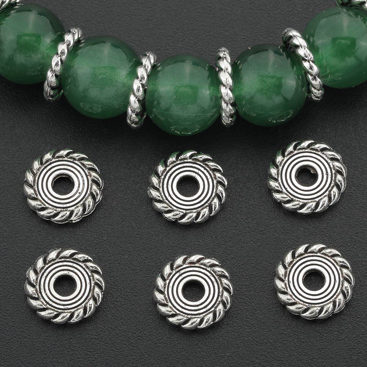 50pcs Spiral Pattern Alloy Spacer Beads for DIY Jewellery